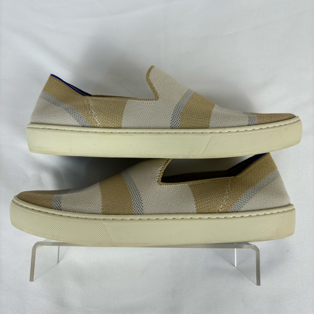 Rothy’s The Sneaker Birch Stripe Textile Slip On Comfort Loafers Tan Size 9.5 - Picture 7 of 15